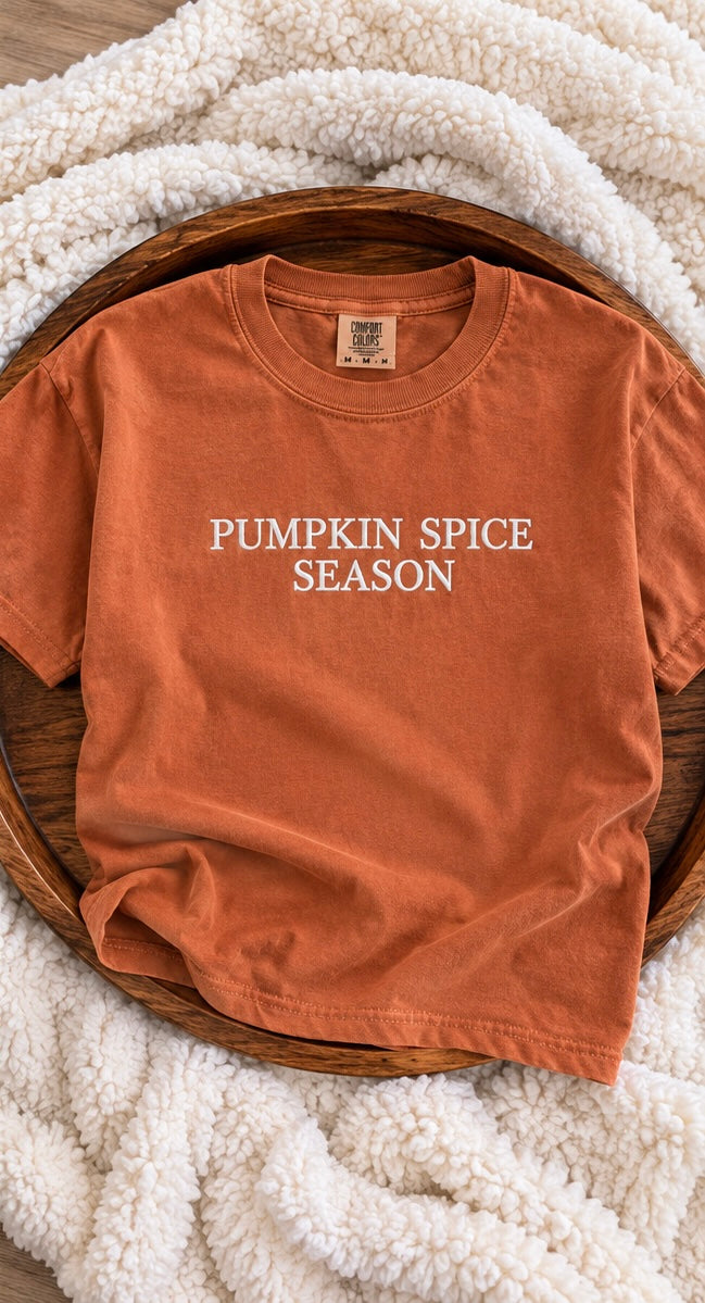 Pumpkin Spice Season Embroidered Comfort Colors Tee
