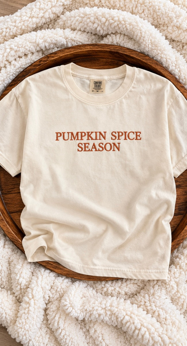 Pumpkin Spice Season Embroidered Comfort Colors Tee