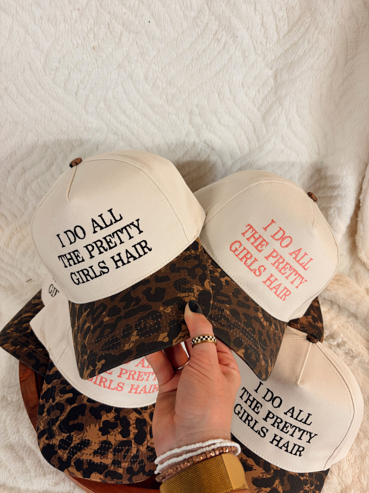Pretty Girls Hair Embroidered Cheetah Hat