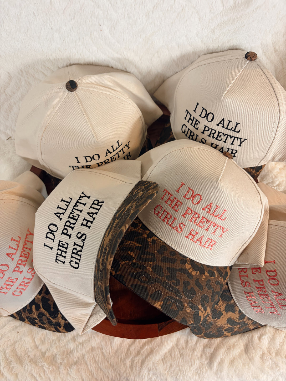 Pretty Girls Hair Embroidered Cheetah Hat
