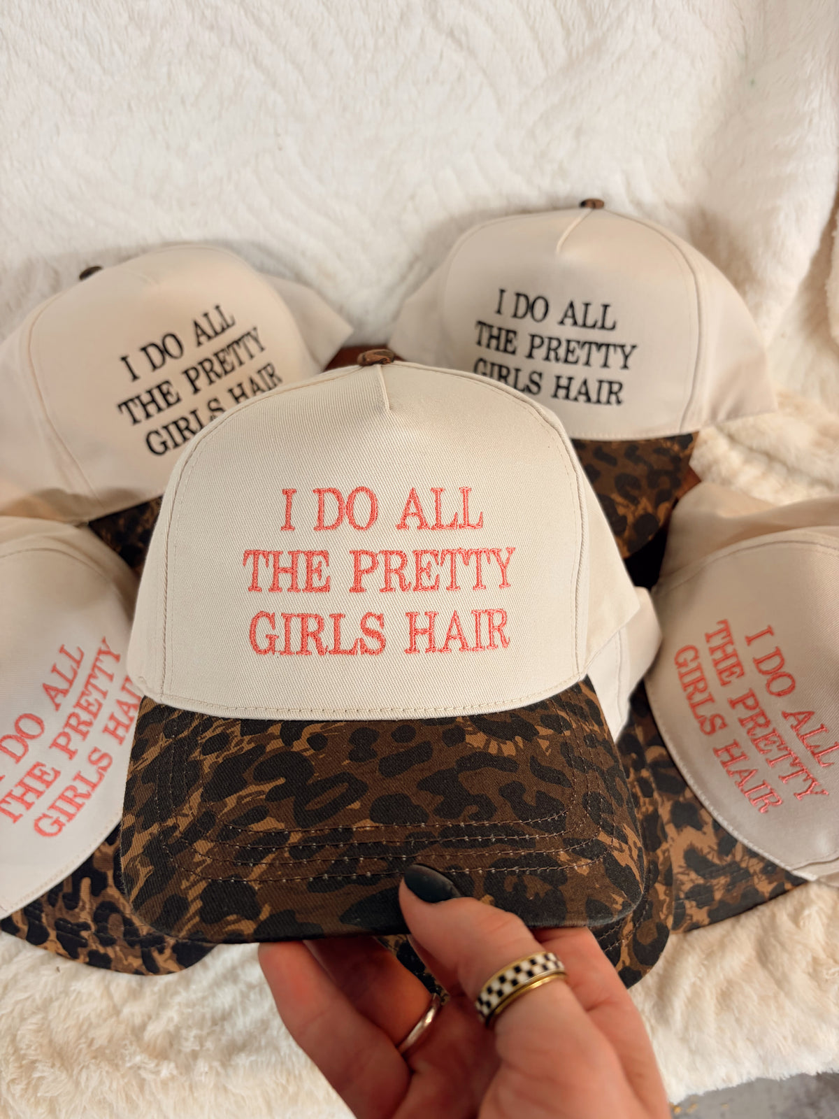 Pretty Girls Hair Embroidered Cheetah Hat