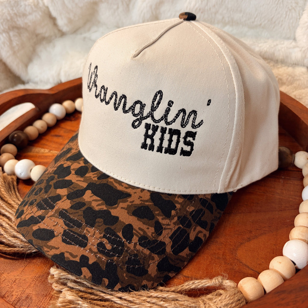 Wranglin’ Kids Embroidered Cheetah Print Trucker Hat
