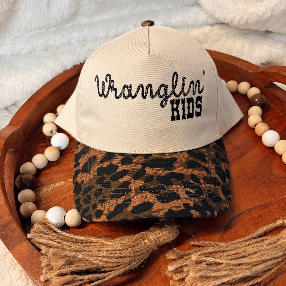 Wranglin’ Kids Embroidered Cheetah Print Trucker Hat
